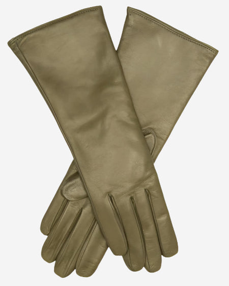 Camilla (olive) - Italian "4 button length" cashmere lined leather gloves - Glamourous Grace