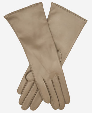Camilla (taupe) - Italian "4 button length" cashmere lined leather gloves - Glamourous Grace