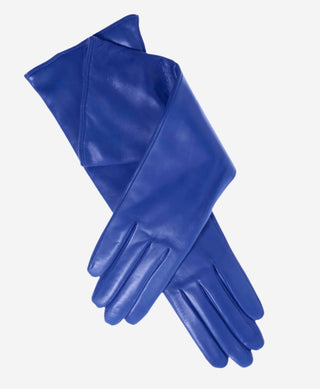 Leonora (blue) - Italian cashmere lined 6-button length leather gloves - Glamourous Grace