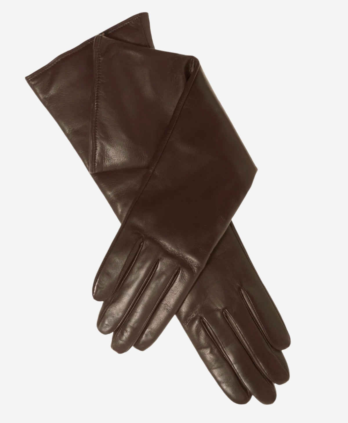 Leonora (brown) - Italian cashmere lined 6-button length leather gloves - Glamourous Grace