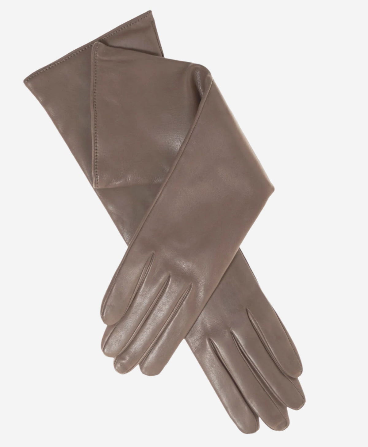 Leonora (taupe) - Italian cashmere lined 6-button length leather gloves - Glamourous Grace