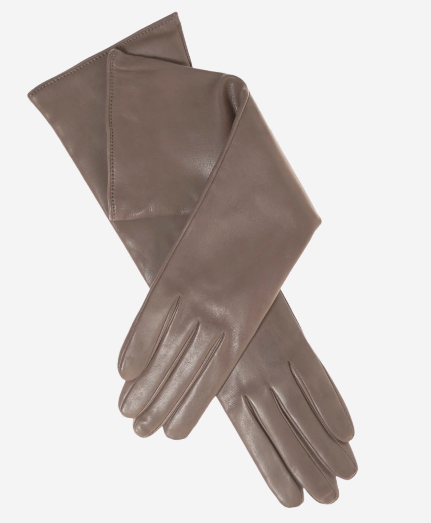 Leonora (taupe) - Italian cashmere lined 6-button length leather gloves - Glamourous Grace