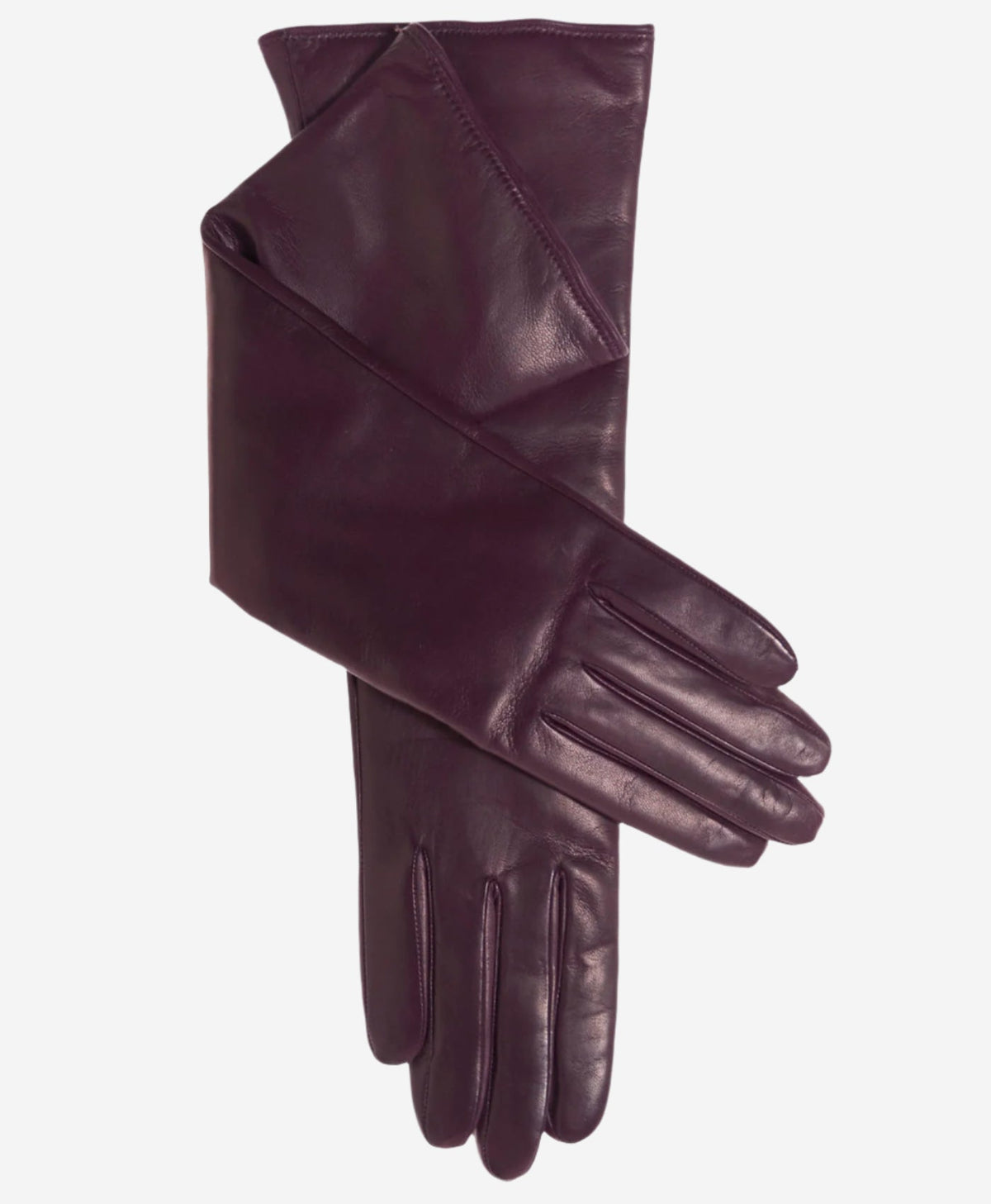 Leonora (black/grape) - Italian 8-button length cashmere lined leather gloves - Glamourous Grace