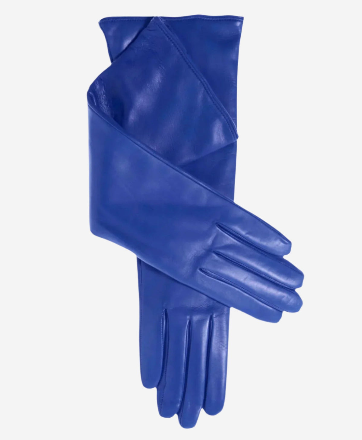Leonora (blue) - Italian 8-button length cashmere lined leather gloves - Glamourous Grace