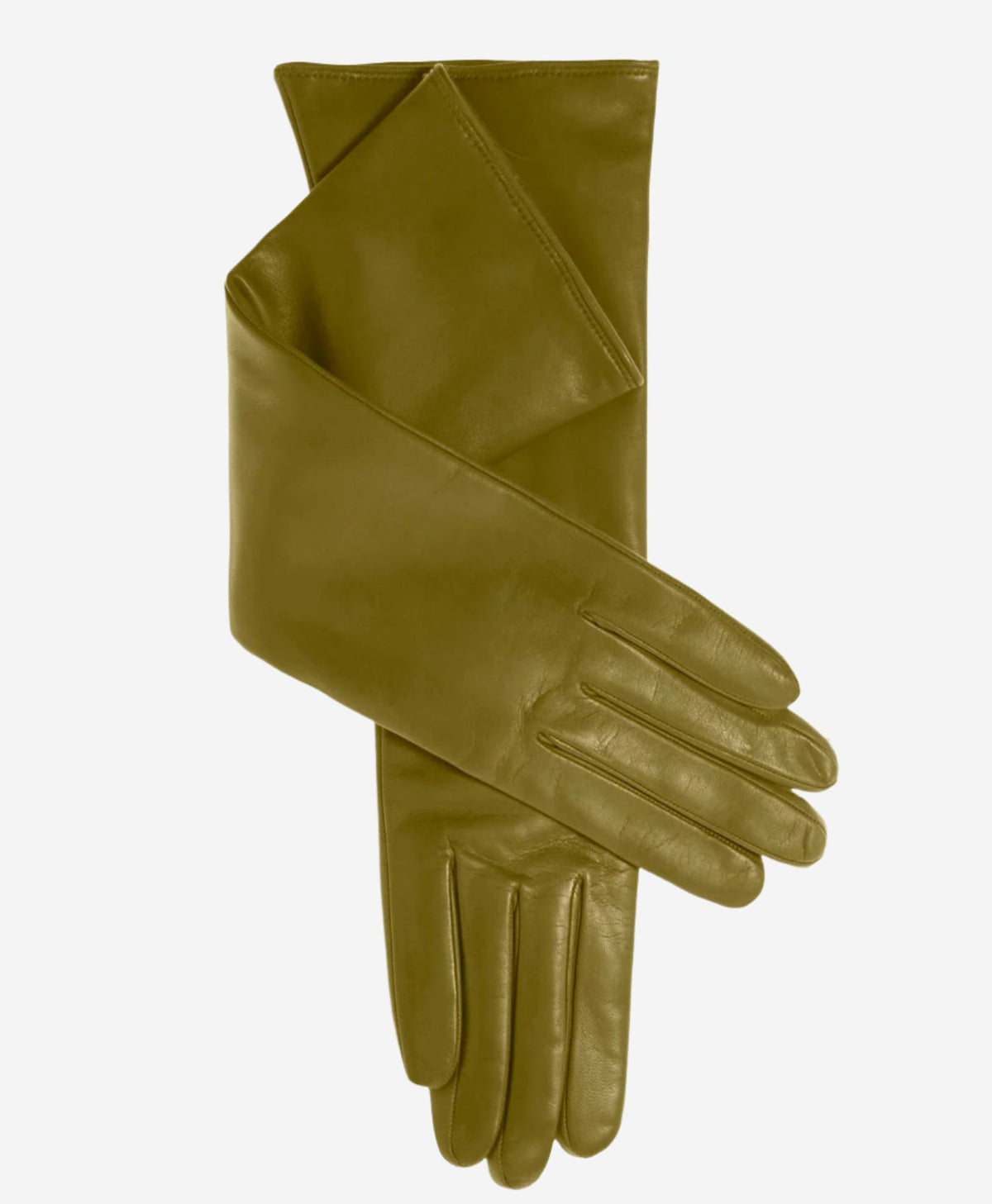 Leonora (moss) - Italian 8-button length cashmere lined leather gloves - Glamourous Grace