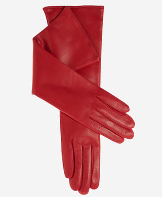 Leonora (red) - Italian "8 Button Length" Cashmere Lined Leather Gloves - Glamourous Grace