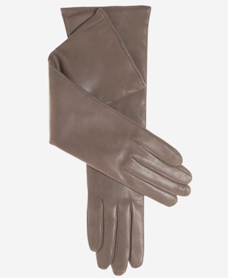 Leonora (taupe) - Italian "8 Button Length" Cashmere Lined Leather Gloves - Glamourous Grace