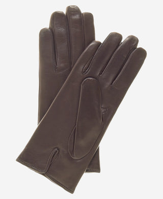 FC05 (brown) - Women's Italian cadet short fingered cashmere lined leather gloves - Glamourous Grace