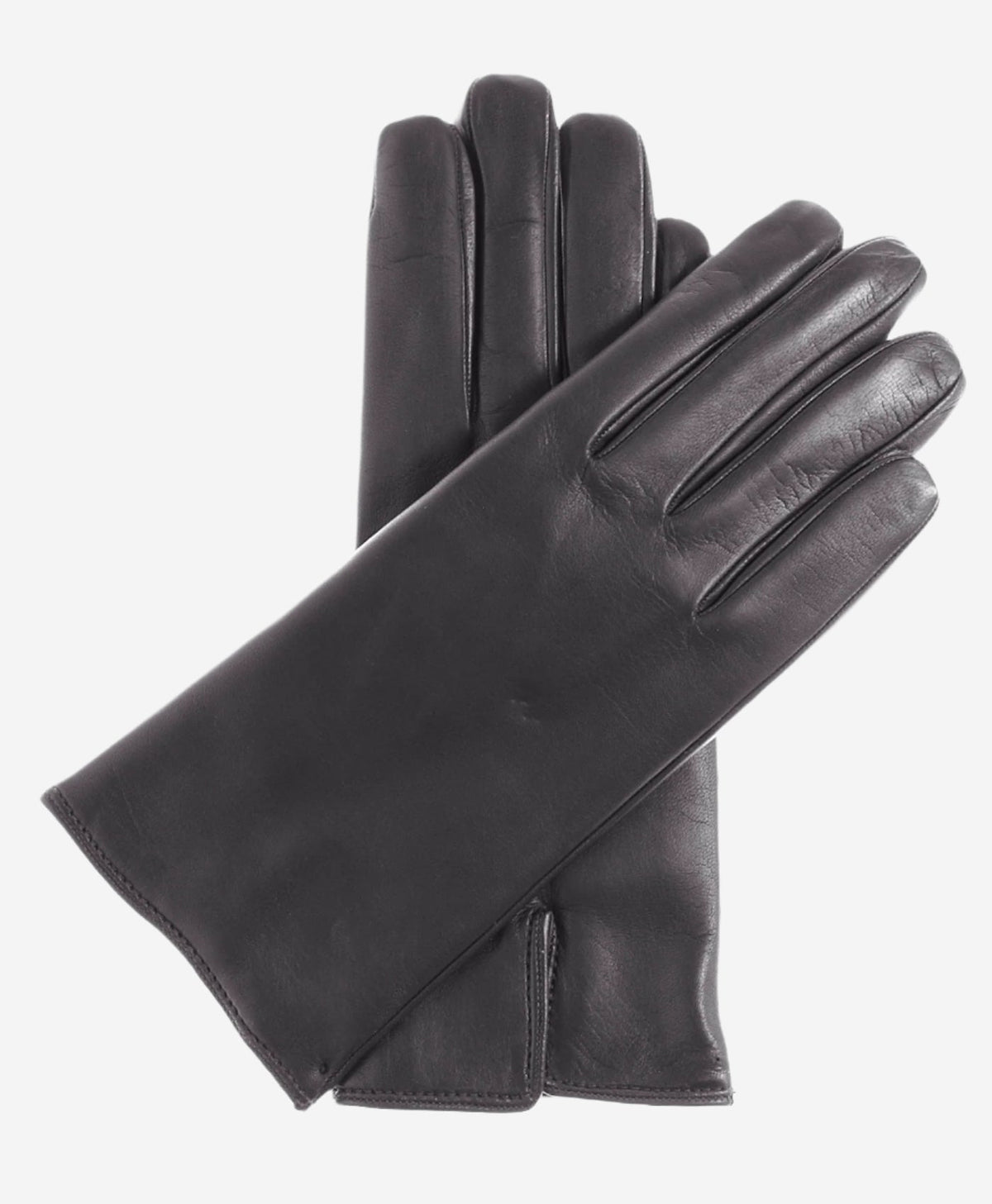 FC05 (black) - Women's Italian cadet short fingered cashmere lined leather gloves - Glamourous Grace