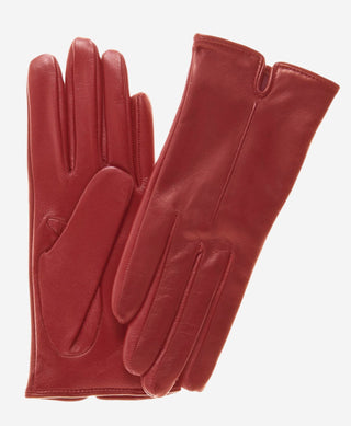FC34 (cranberry) - Women's Italian touchscreen cashmere lined leather gloves - Glamourous Grace