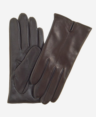 FC34 (dark brown) - Women's Italian touchscreen cashmere lined leather gloves - Glamourous Grace