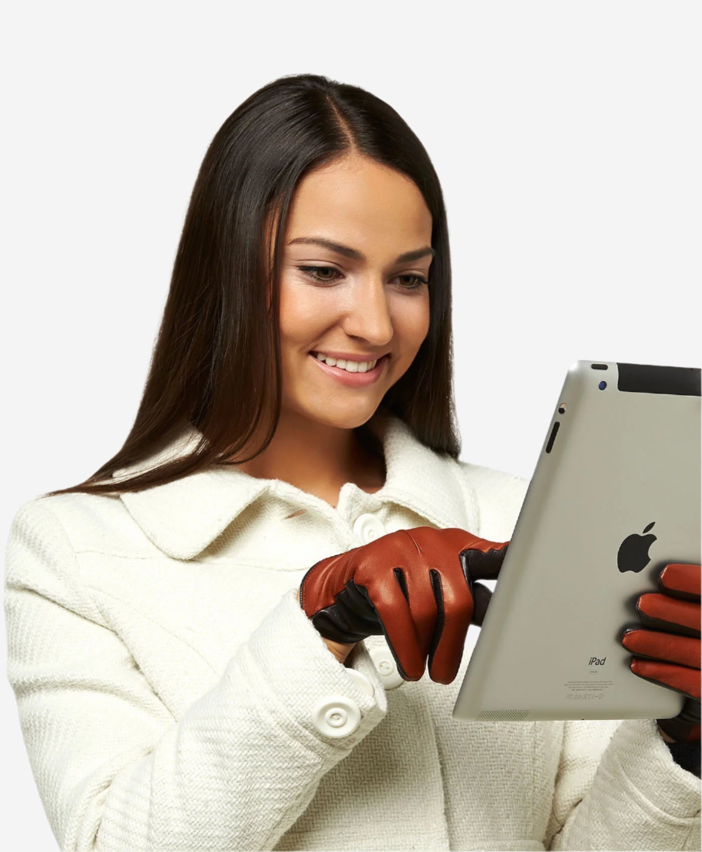 FC34 (medium brown) - Women's Italian touchscreen cashmere lined leather gloves - Glamourous Grace