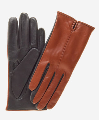 FC34 (medium brown) - Women's Italian touchscreen cashmere lined leather gloves - Glamourous Grace