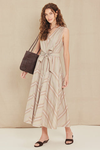 SWEET STRIPE WOVEN MIDI DRESS - Glamourous Grace
