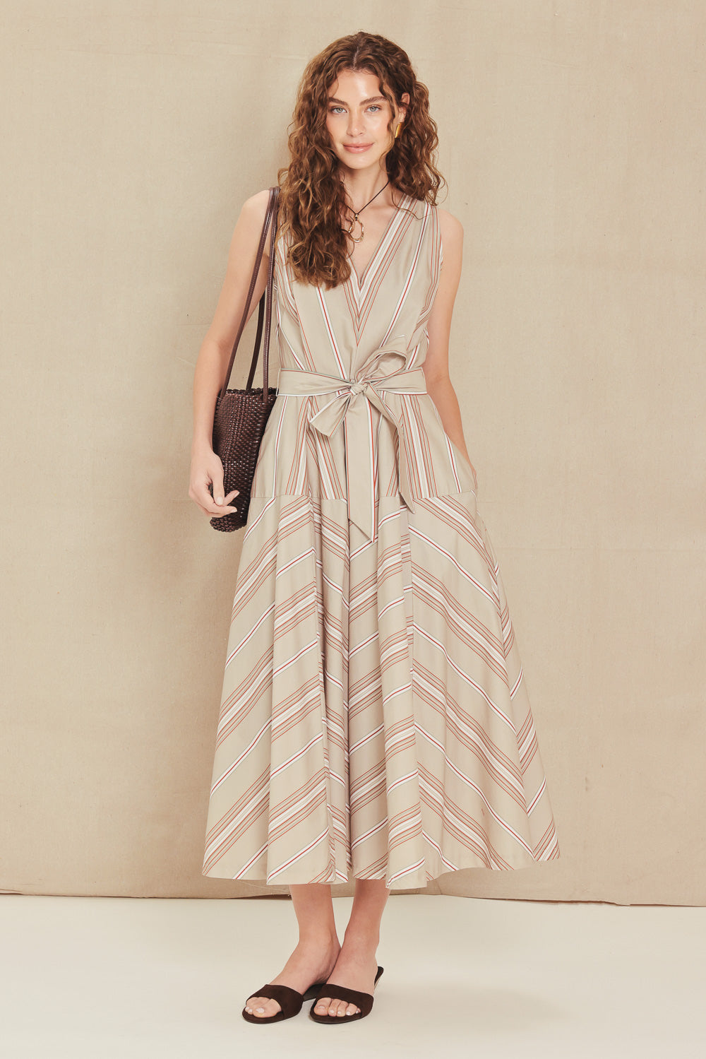 SWEET STRIPE WOVEN MIDI DRESS - Glamourous Grace