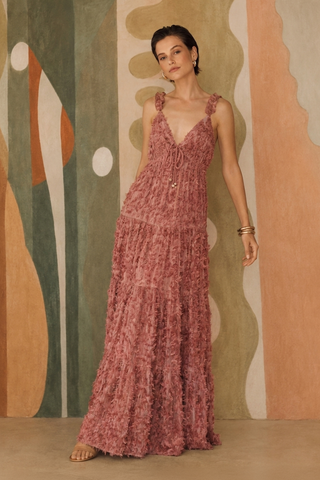 TWILIGHT ROSETTE WOVEN MAXI DRESS - Glamourous Grace