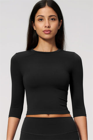The Natalia Half-Sleeve Top Wide-Leg Crop 2-Piece Set