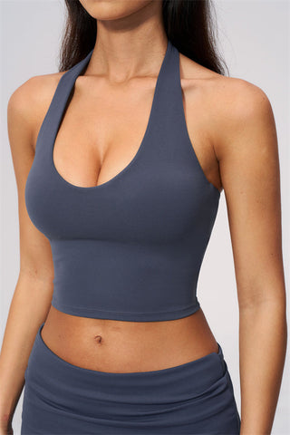 The Twirl Wide Strap Halter Crop Top