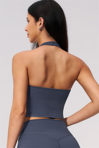 The Twirl Wide Strap Halter Crop Top Capri Leggings 2-Piece Set