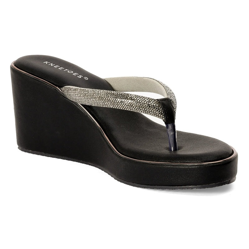 Ivanna – Black Thong Wedges - Glamourous Grace
