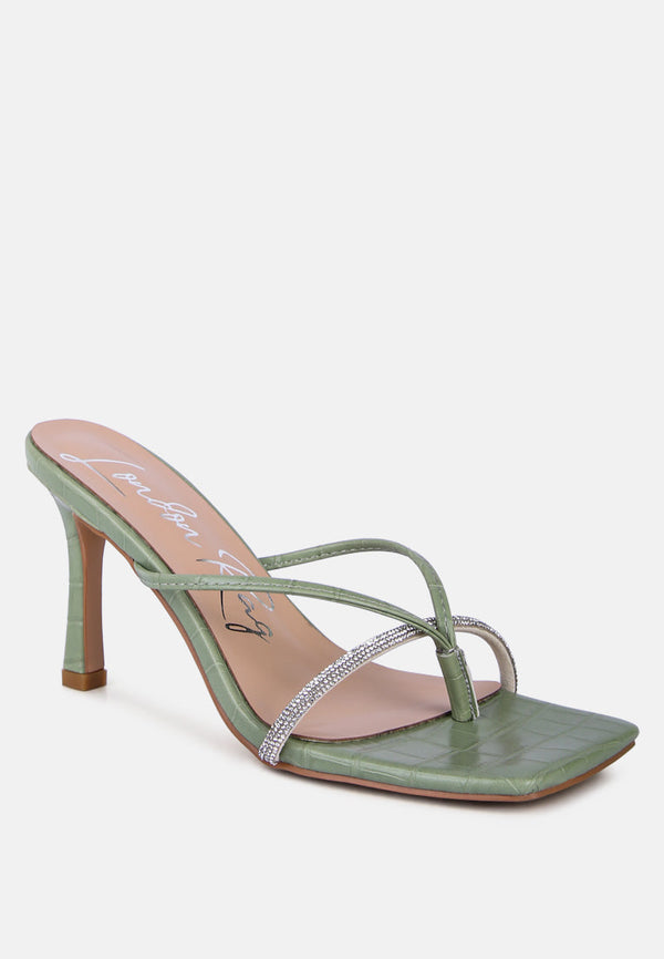 Fetish Croc Rhinestone Strap Sandals - Glamourous Grace