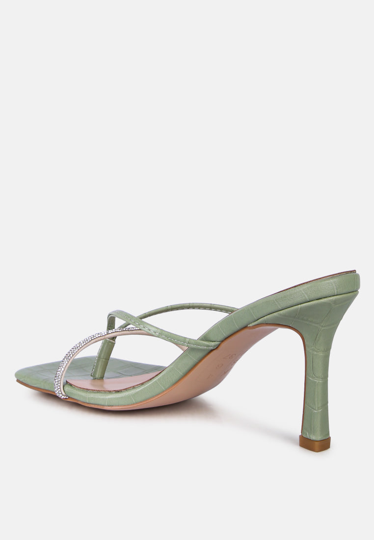 Fetish Croc Rhinestone Strap Sandals - Glamourous Grace