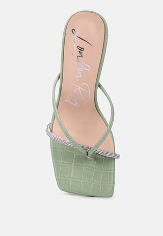 Fetish Croc Rhinestone Strap Sandals