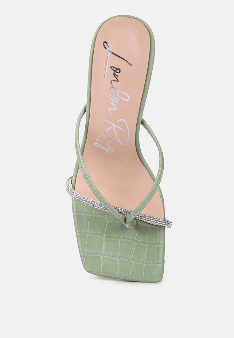 Fetish Croc Rhinestone Strap Sandals - Glamourous Grace
