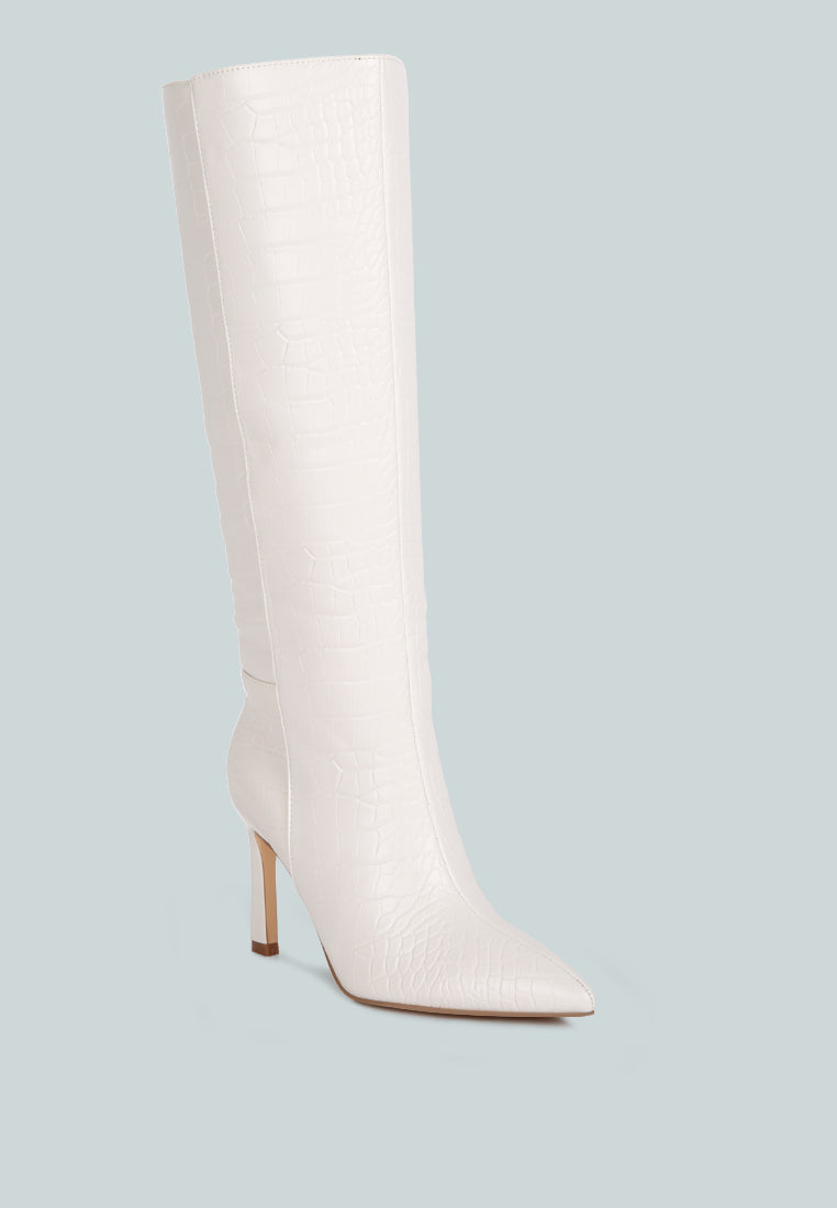 Fewocious Croc High Heel Calf Boots - Glamourous Grace