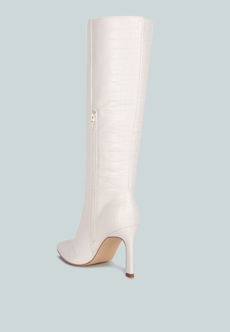 Fewocious Croc High Heel Calf Boots - Glamourous Grace