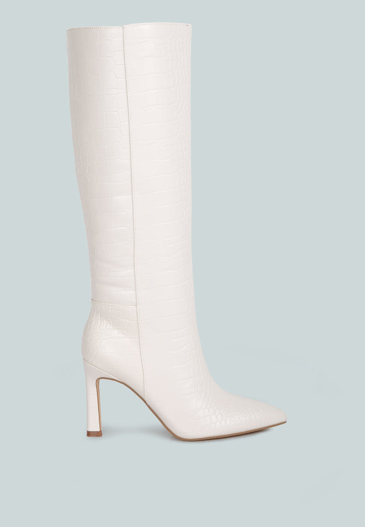 Fewocious Croc High Heel Calf Boots - Glamourous Grace