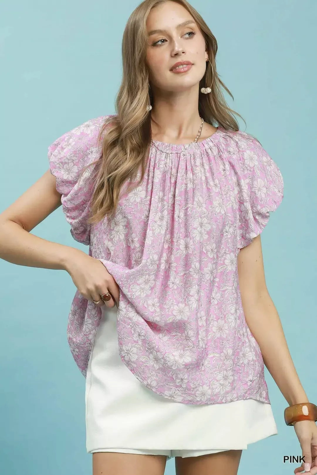 Umgee Umgee Floral Puff Sleeve Blouse - Glamourous Grace