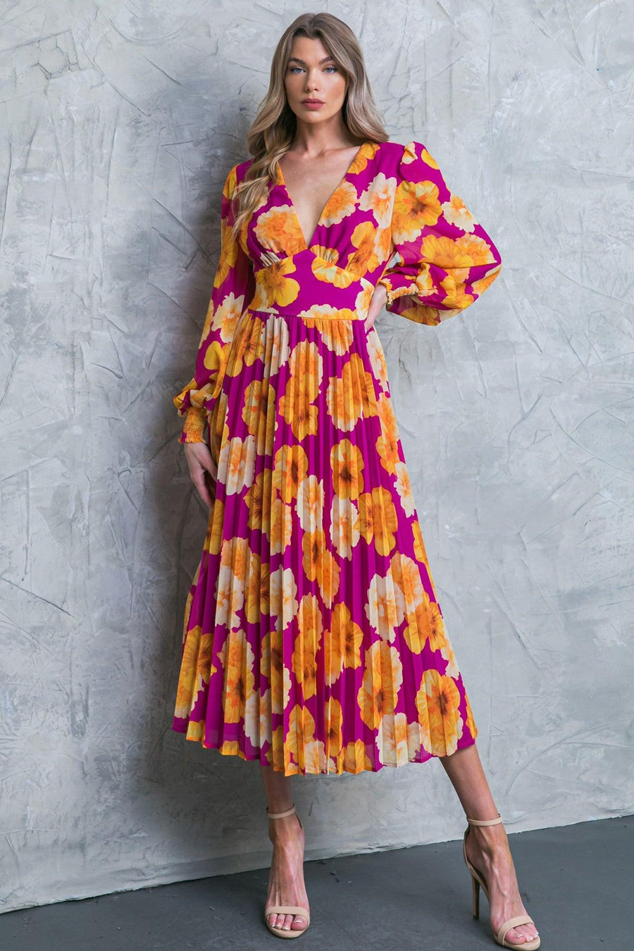 LOOK AT HER FLORAL WOVEN MIDI DRESS - Glamourous Grace