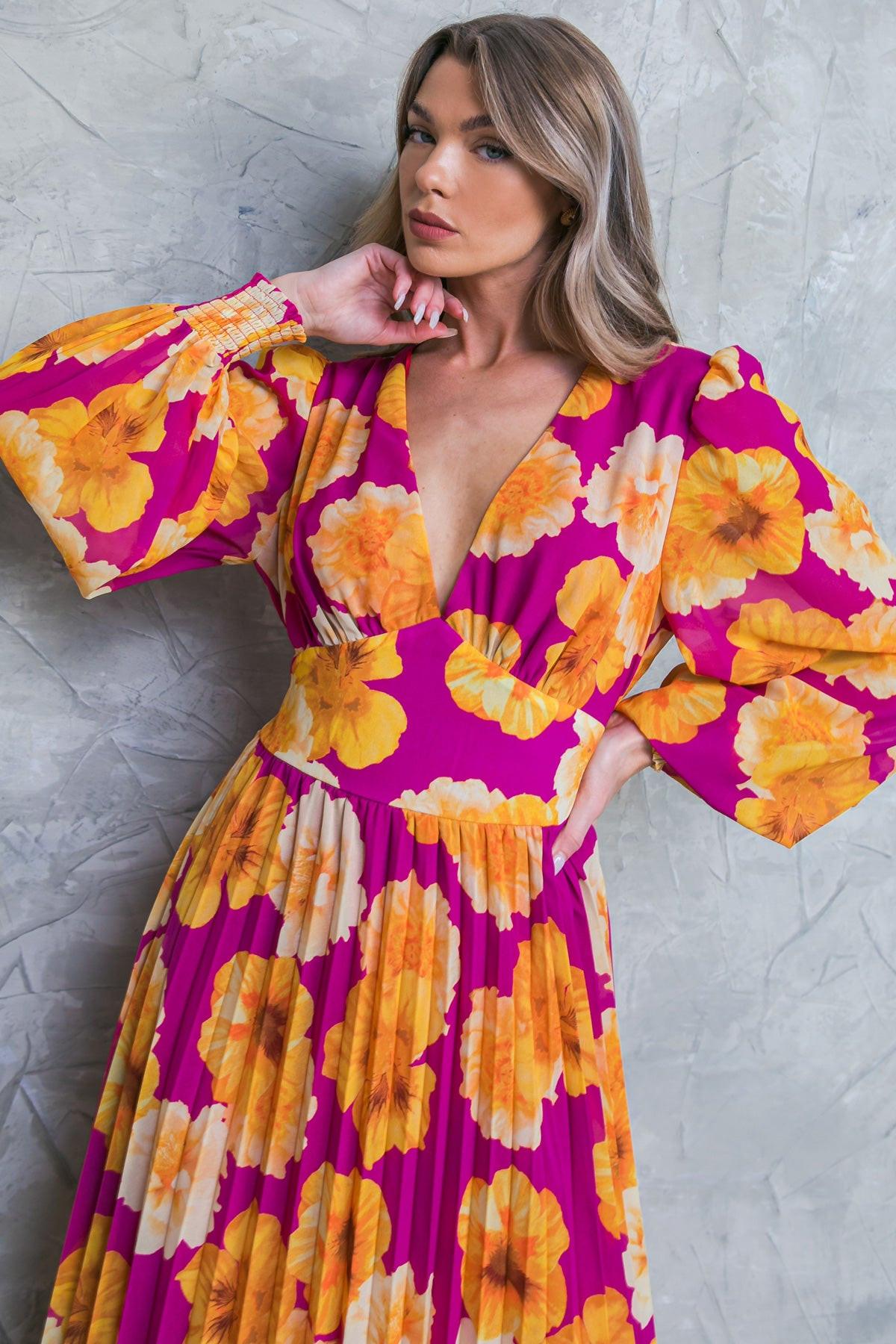 LOOK AT HER FLORAL WOVEN MIDI DRESS - Glamourous Grace