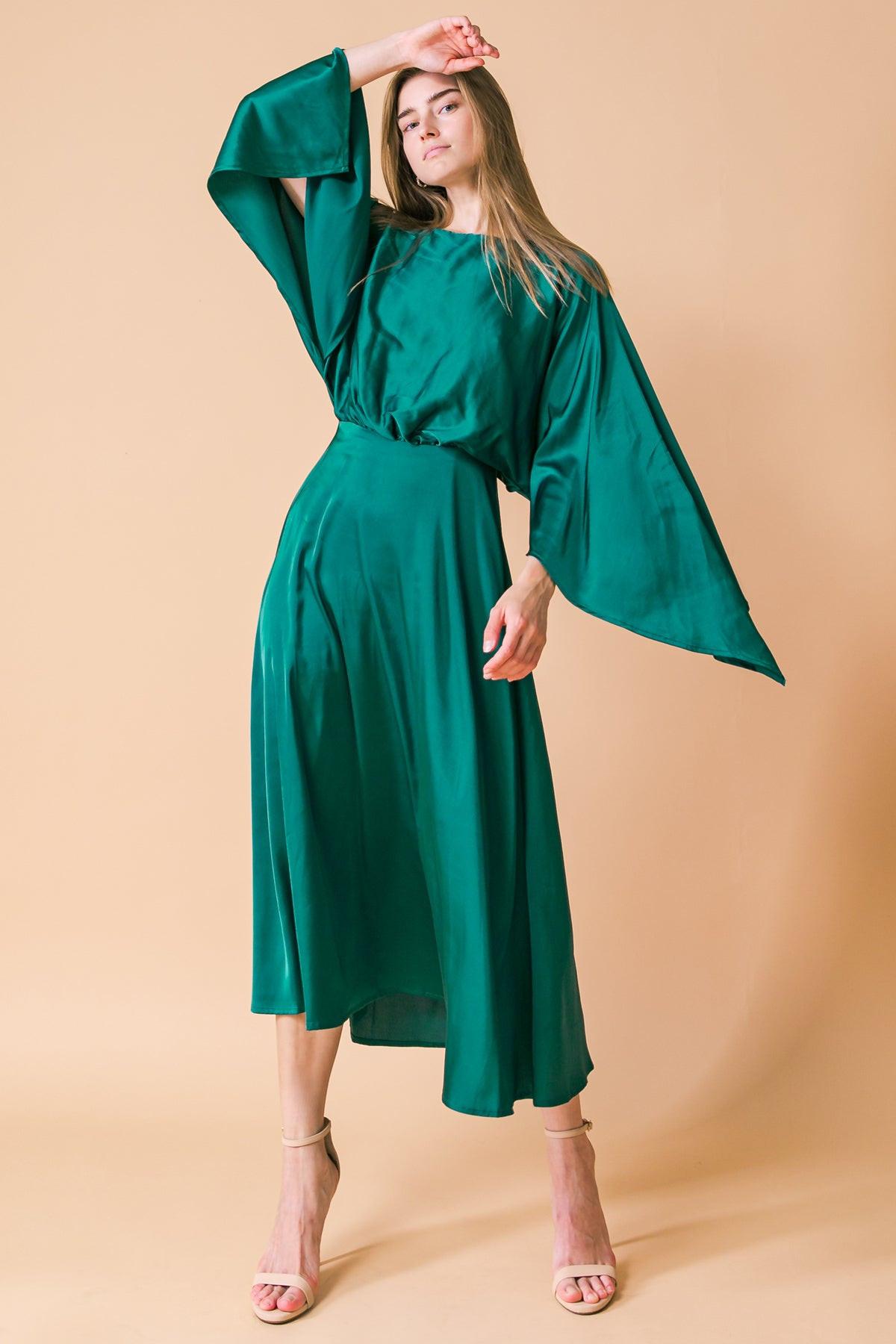 CAUGHT FEELINGS WOVEN MIDI DRESS - Glamourous Grace