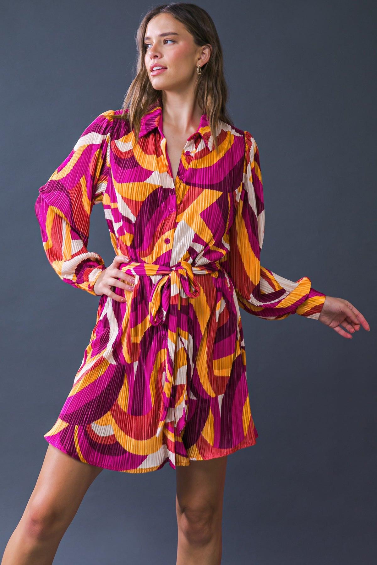 GET ON BOARD WOVEN PLISSE MINI DRESS - Glamourous Grace