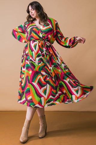 DESTINED TO IMPRESS PLISSE MIDI DRESS - Glamourous Grace