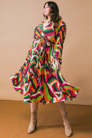 DESTINED TO IMPRESS PLISSE MIDI DRESS - Glamourous Grace