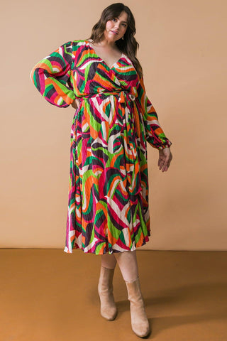 DESTINED TO IMPRESS PLISSE MIDI DRESS - Glamourous Grace