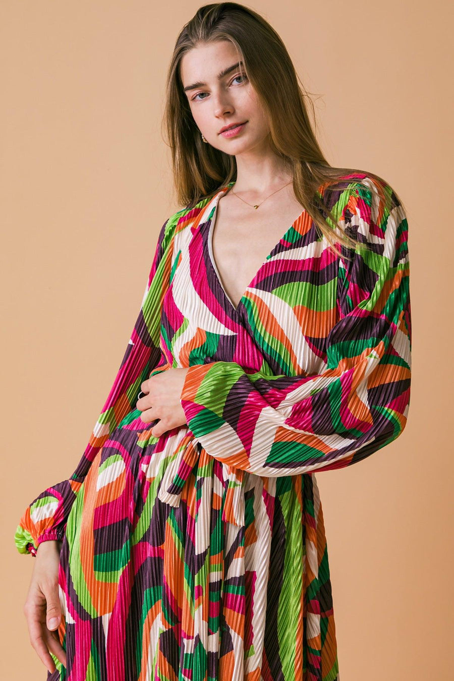 DESTINED TO IMPRESS PLISSE MIDI DRESS - Glamourous Grace