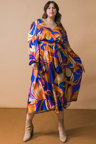 BOLD ADVENTURES WOVEN SATIN MIDI DRESS - Glamourous Grace