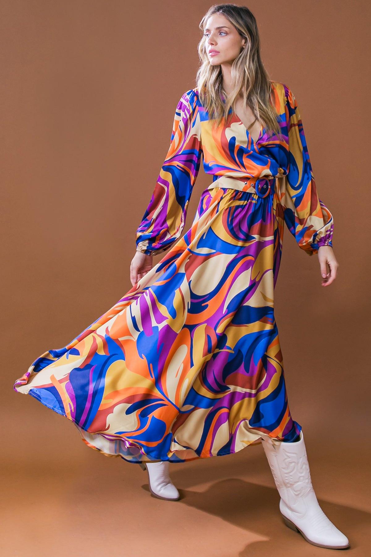 BOLD ADVENTURES WOVEN SATIN MIDI DRESS - Glamourous Grace