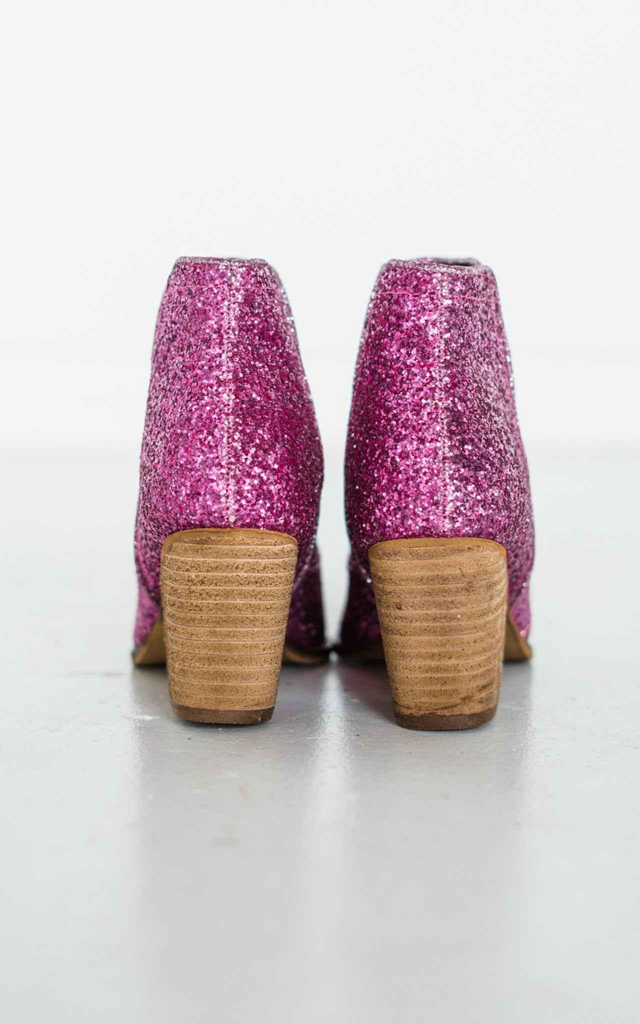 Fiera Glitter Booties in Pink - Glamourous Grace