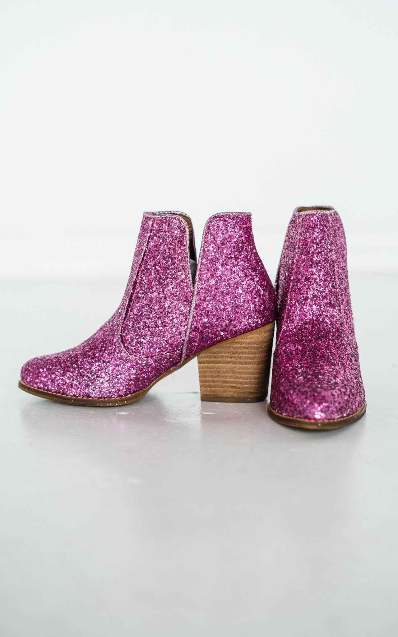 Fiera Glitter Booties in Pink - Glamourous Grace