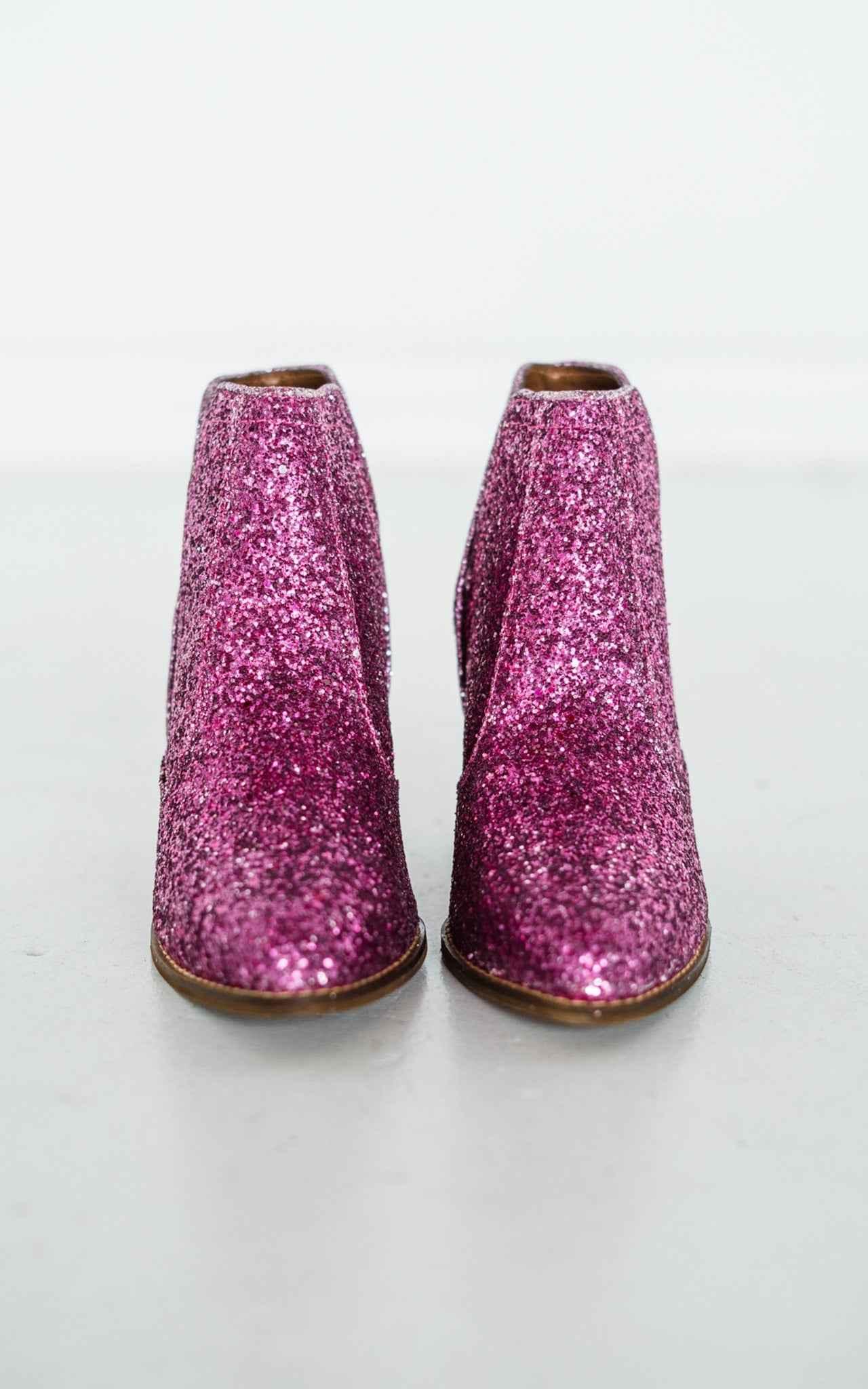 Fiera Glitter Booties in Pink - Glamourous Grace