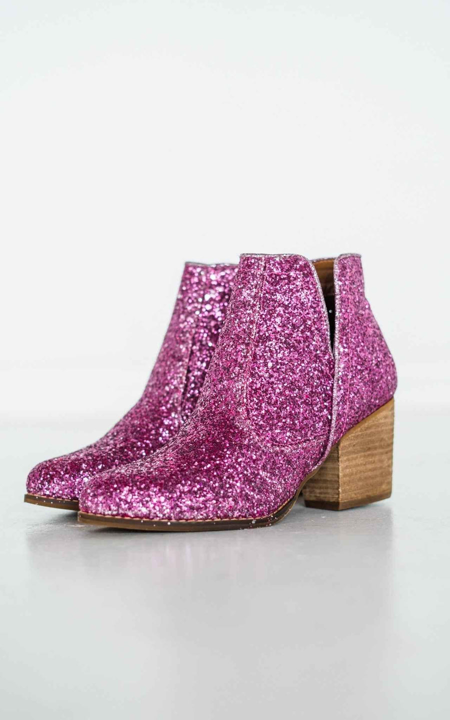 Fiera Glitter Booties in Pink - Glamourous Grace