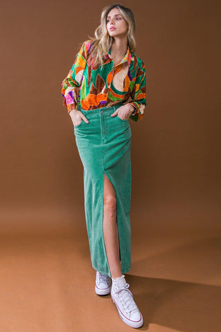 PERFECT PICK CORDUROY MIDI SKIRT - Glamourous Grace