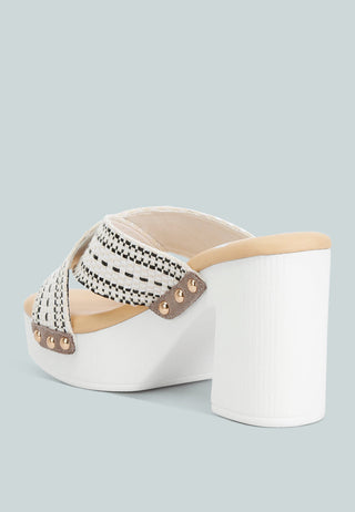 Finley Raffia High Block Heel Clogs