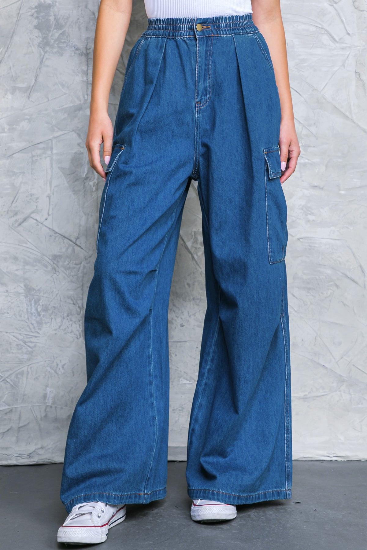 ALL THE BUZZ WASHED DENIM PANTS - Glamourous Grace