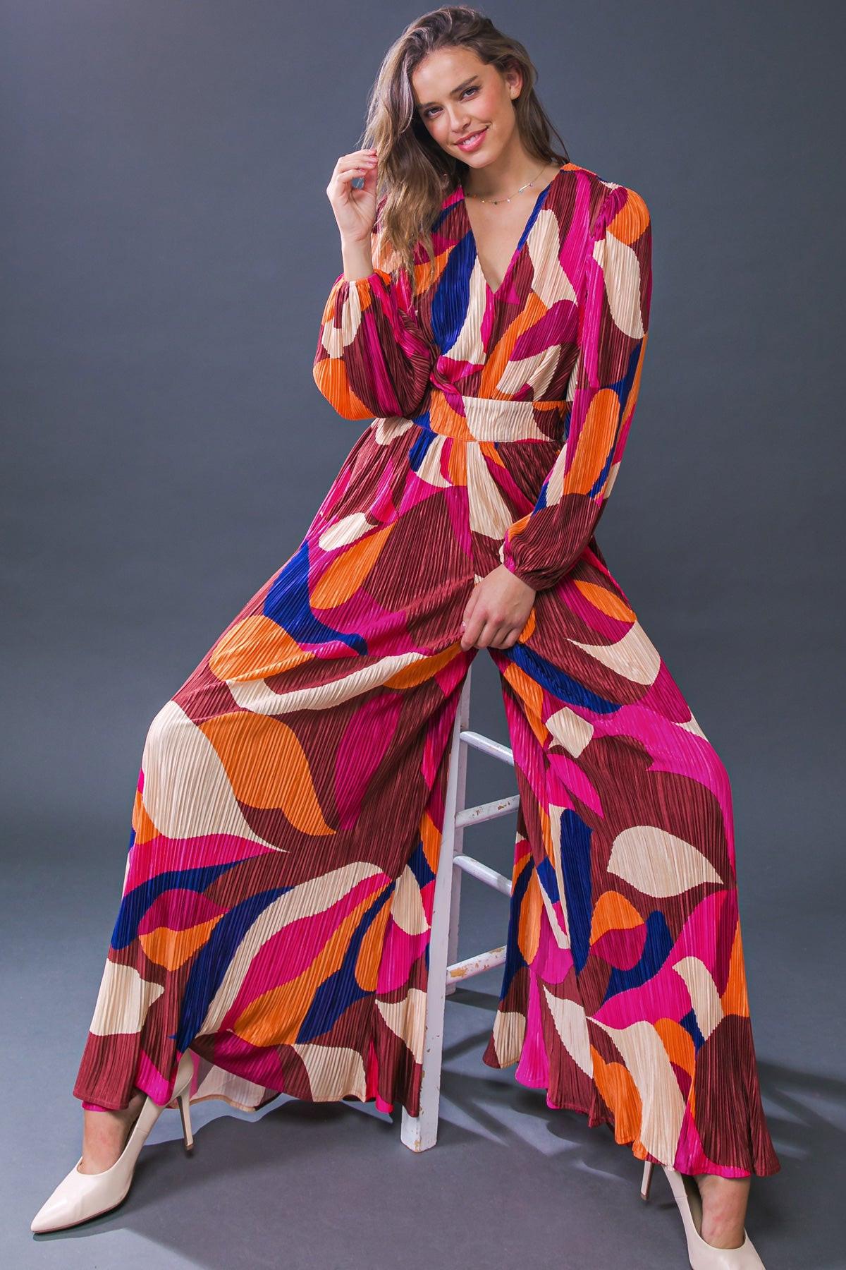 SET A TREND PLISSE JUMPSUIT - Glamourous Grace